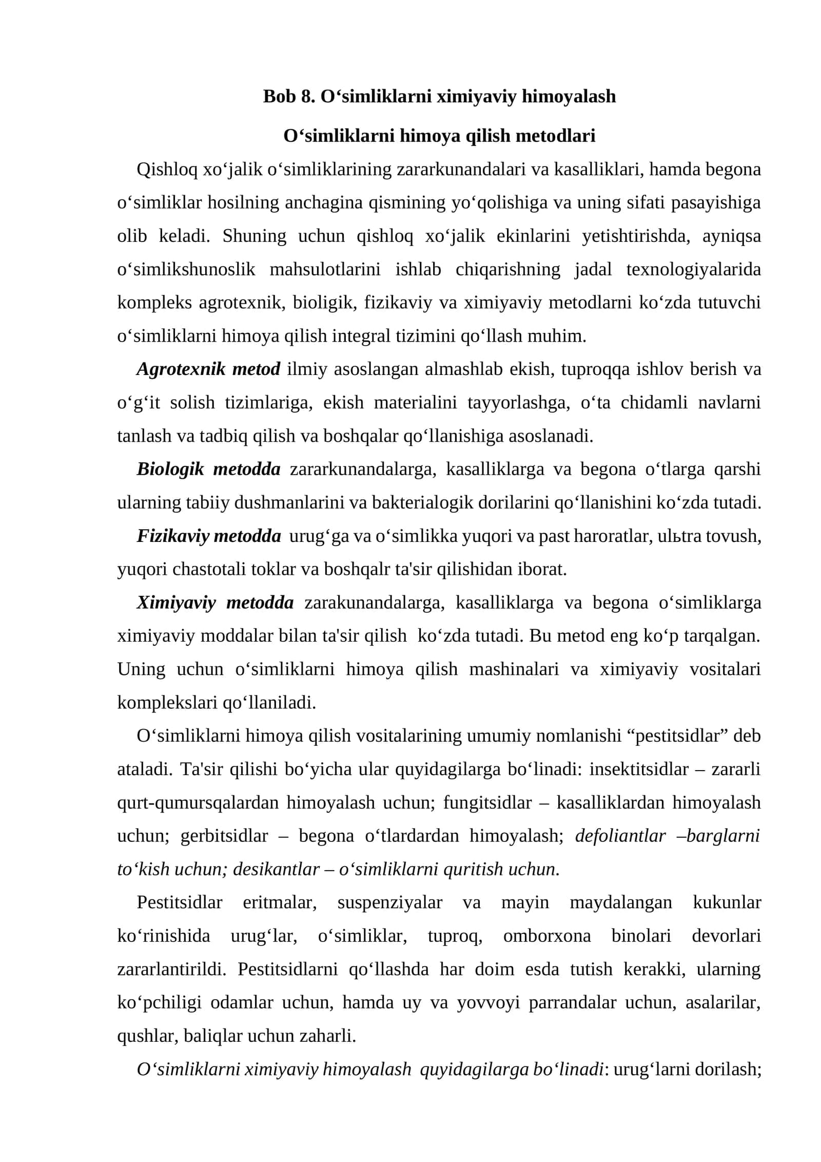 O‘simliklarni ximiyaviy himoyalash 1