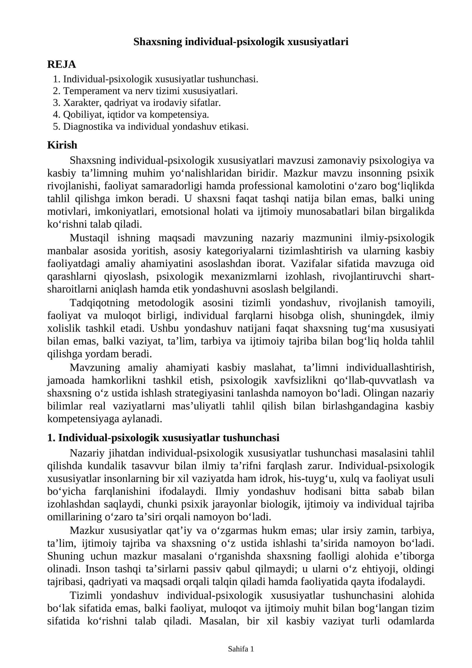 Shaxsning individual-psixologik xususiyatlari 1