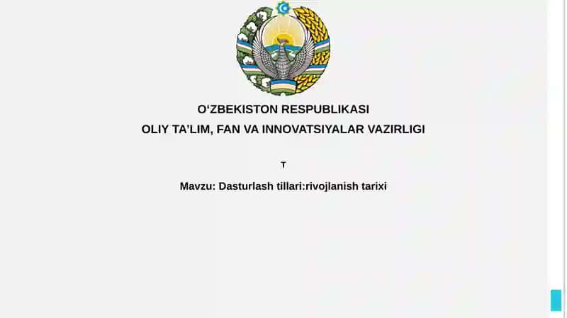 Dasturlashtillari:rivojlanishtarixi