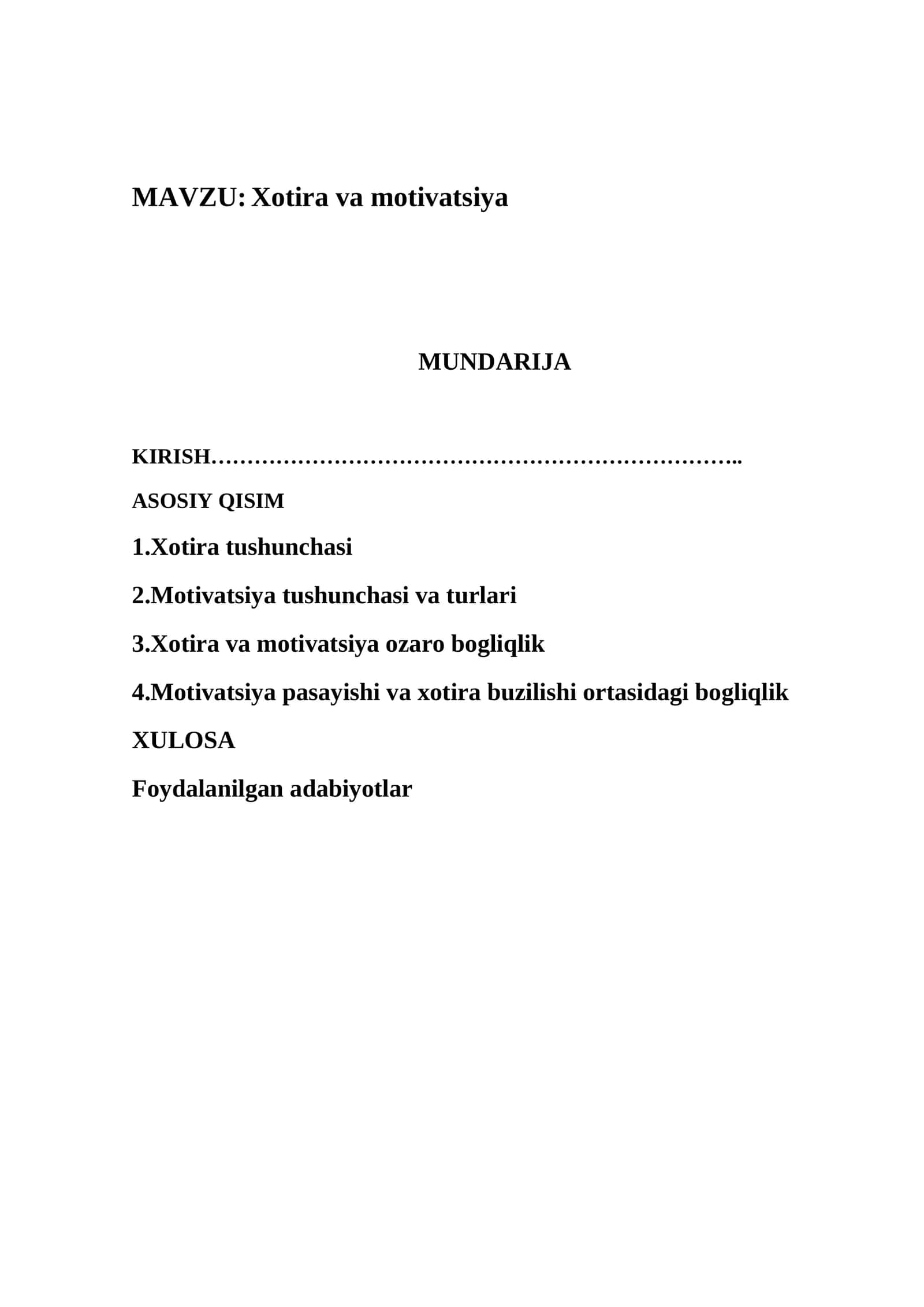 Xotira va motivatsiya 1