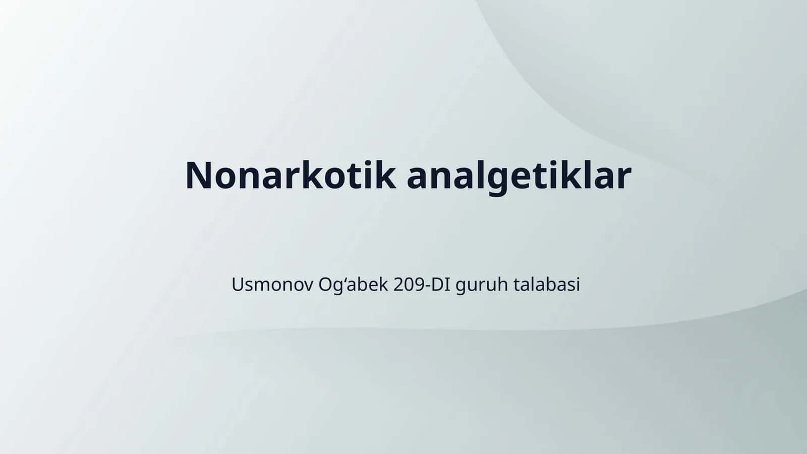 Nonarkotik analgetiklar 1