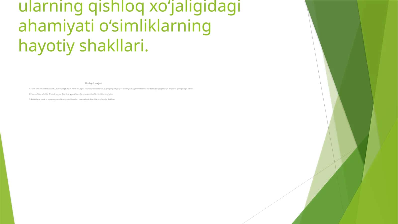 O'simliklarning hayotiy shakllari 1