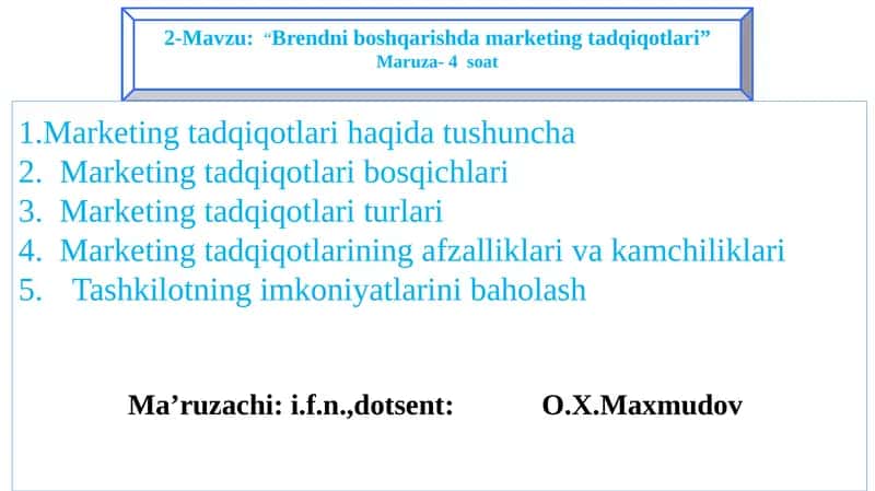 Marketing tadqiqotlari haqida tushuncha 1