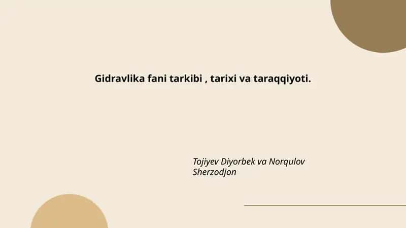 Gidravlika fani tarkibi, tarixi va taraqqiyoti 1