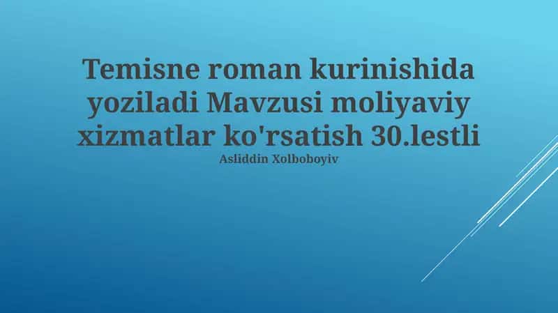 Moliyaviy Xizmatlar 1