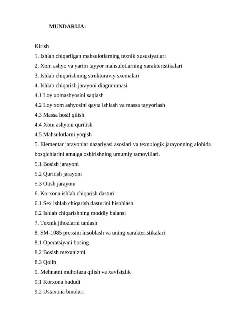 Korxona ishlab chiqarish dasturi 1