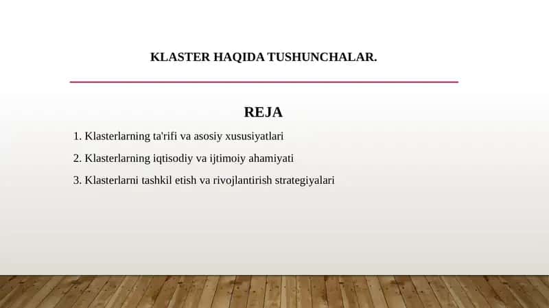 Klaster haqida tushunchalar. 1