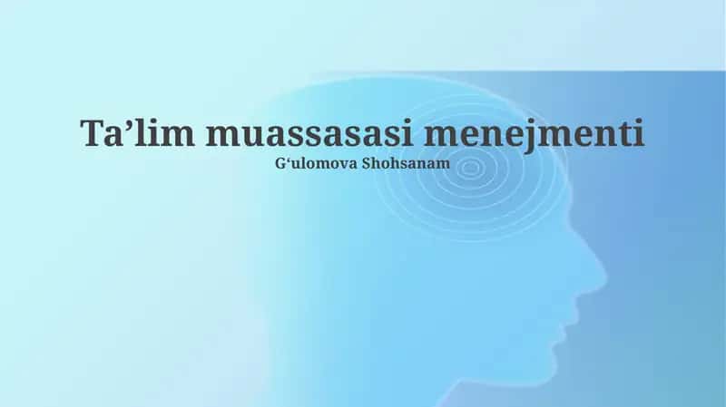 Taʼlim muassasasi menejmenti 1