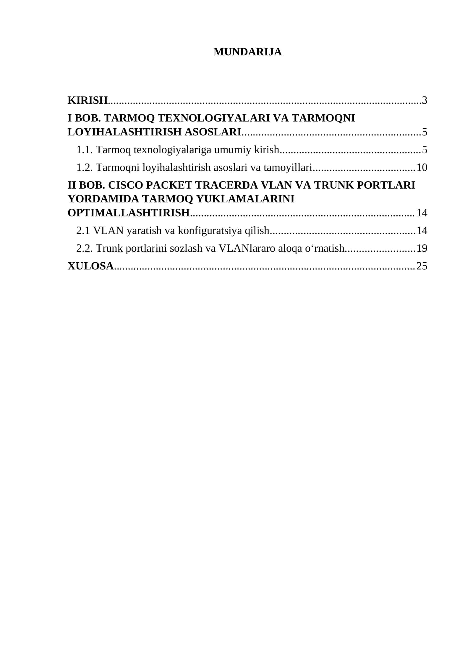 CISCO PACKET TRACERDA VLAN VA TRUNK PORTLARI YORDAMIDA TARMOQ YUKLAMALARINI OPTIMALLASHTIRISH 1