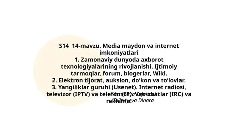 Media maydon va internet imkoniyatlari 1