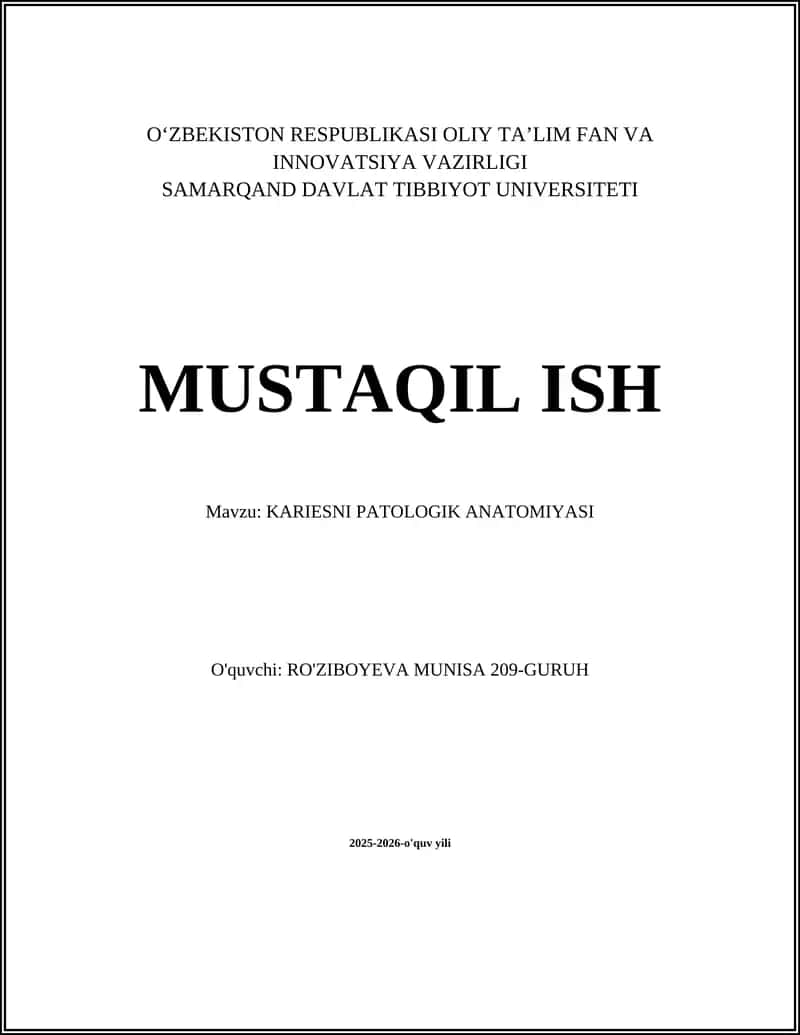 KARIESNI PATOLOGIK ANATOMIYASI 1
