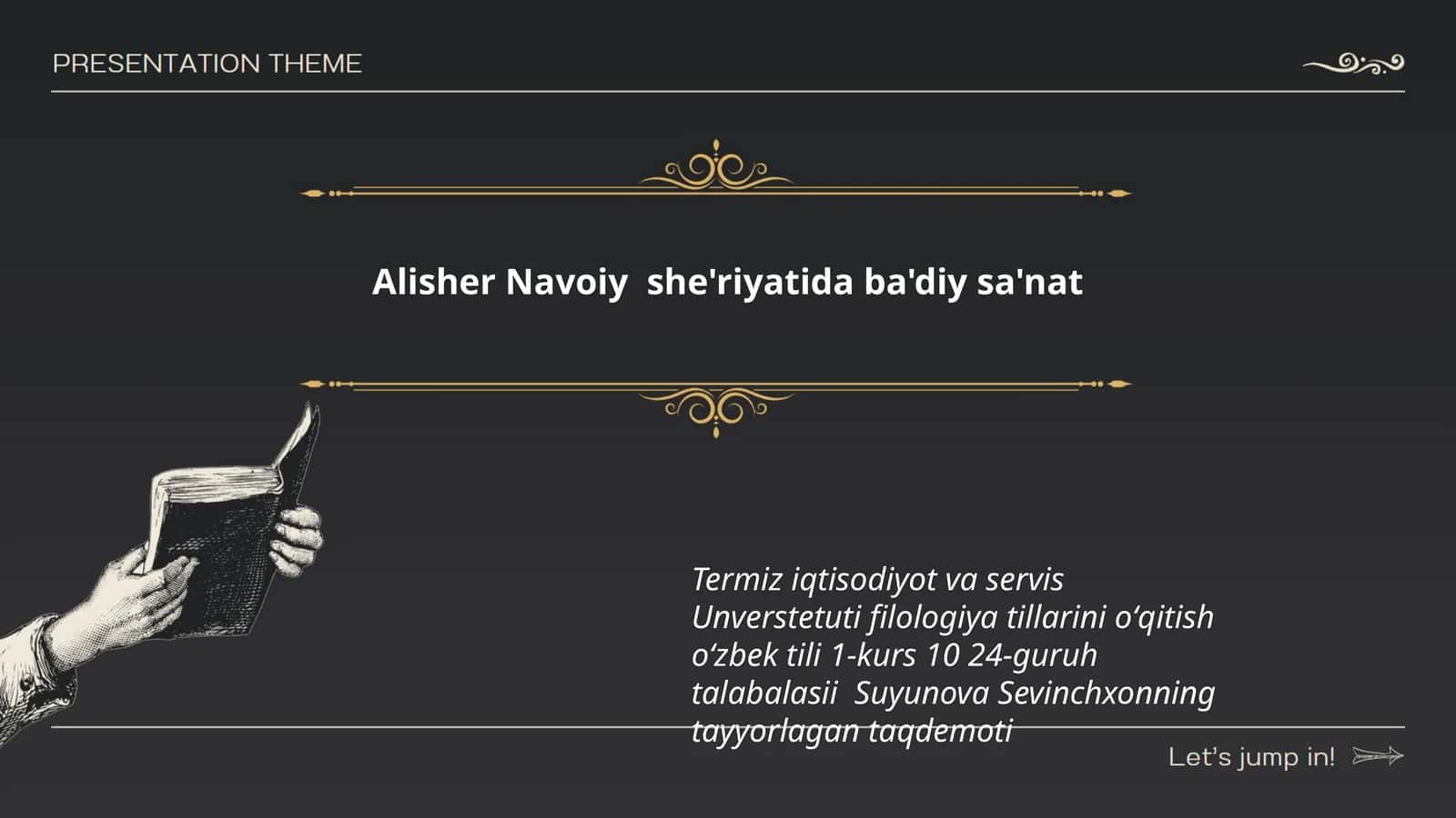Suyunova Sevinchxonning tayyorlagan taqdemoti 1