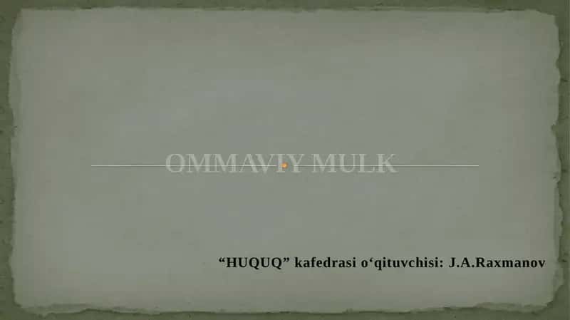 Ommaviy Mulk 1