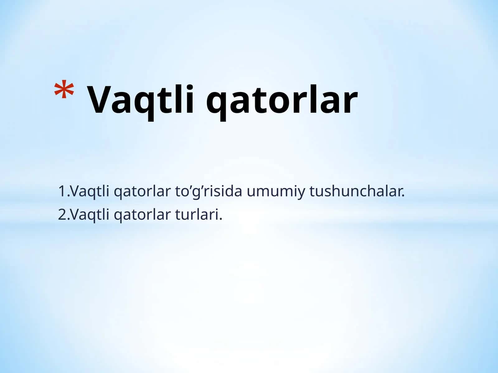 Vaqtli qatorlar 1