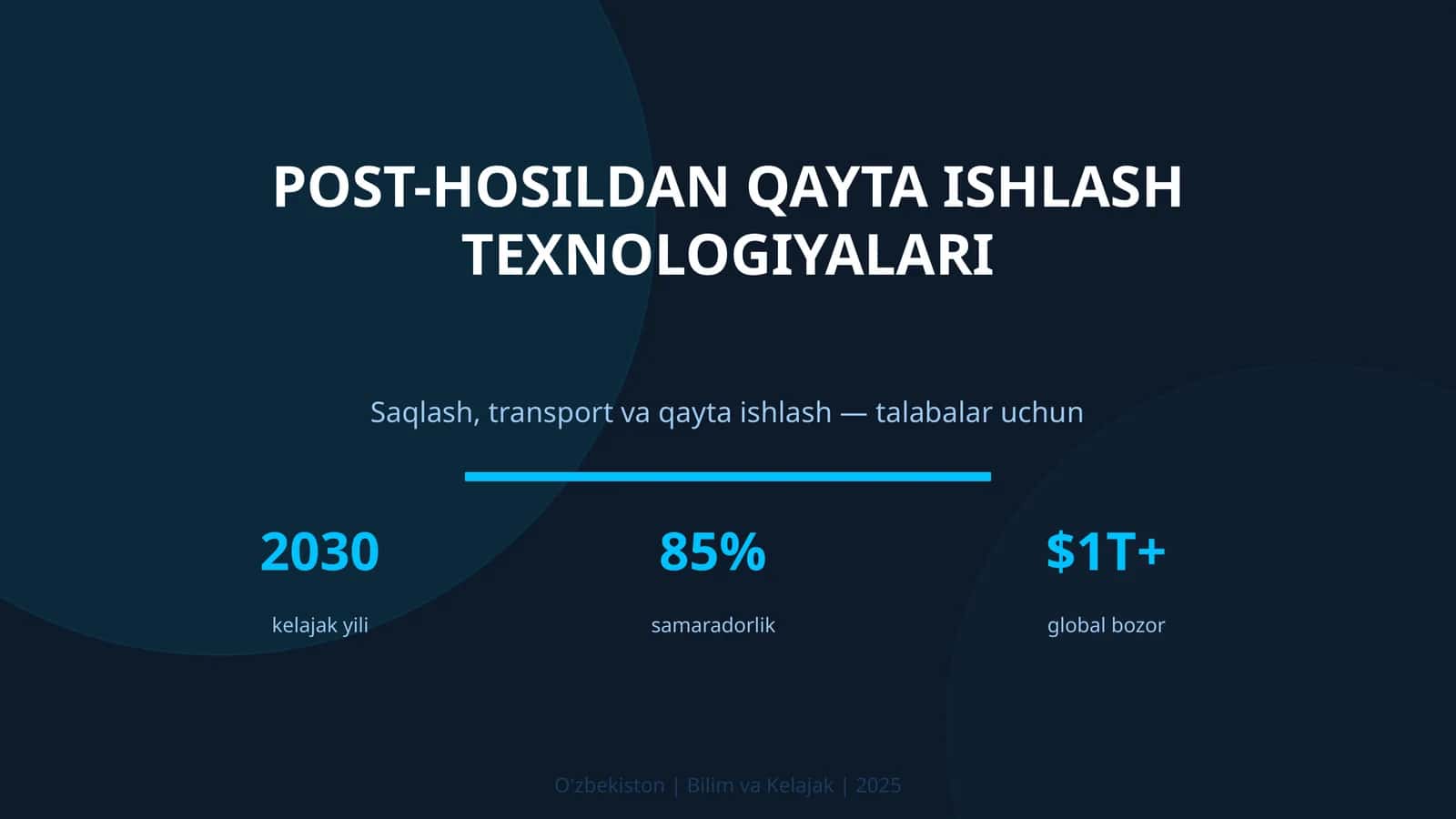 POST-HOSILDAN QAYTA ISHLASH TEXNOLOGIYALARI 1