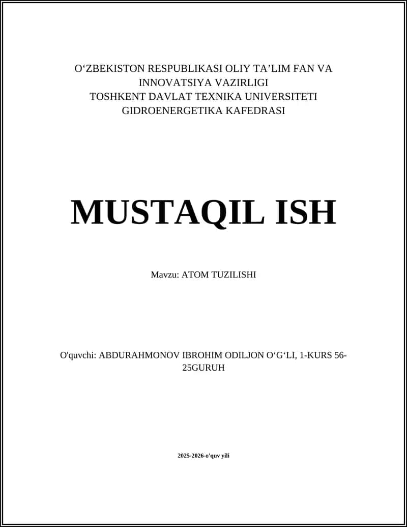 ATOM TUZILISHI 1