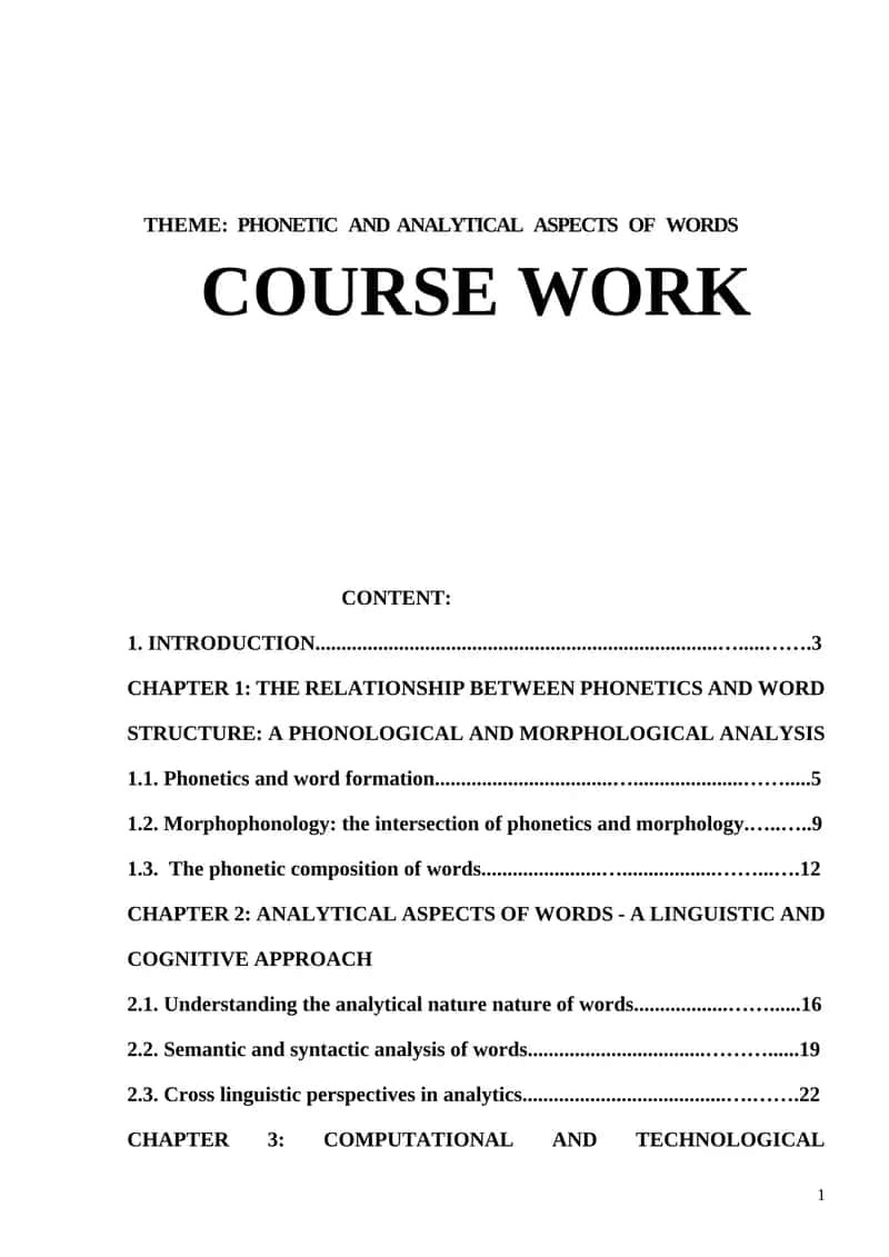 PHONETIC AND ANALYTICAL ASPECTS OF WORDS 1