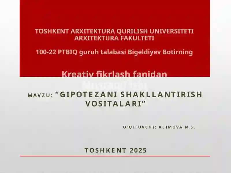 Gipotezanishakllantirish vositalari