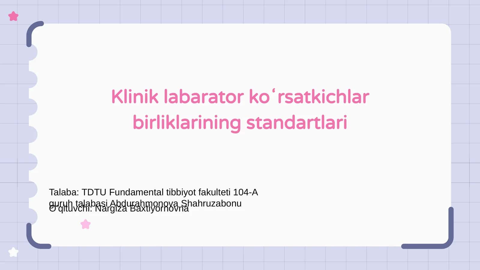 Klinik laborator ko'rsatkichlar birliklarining standartlari 1