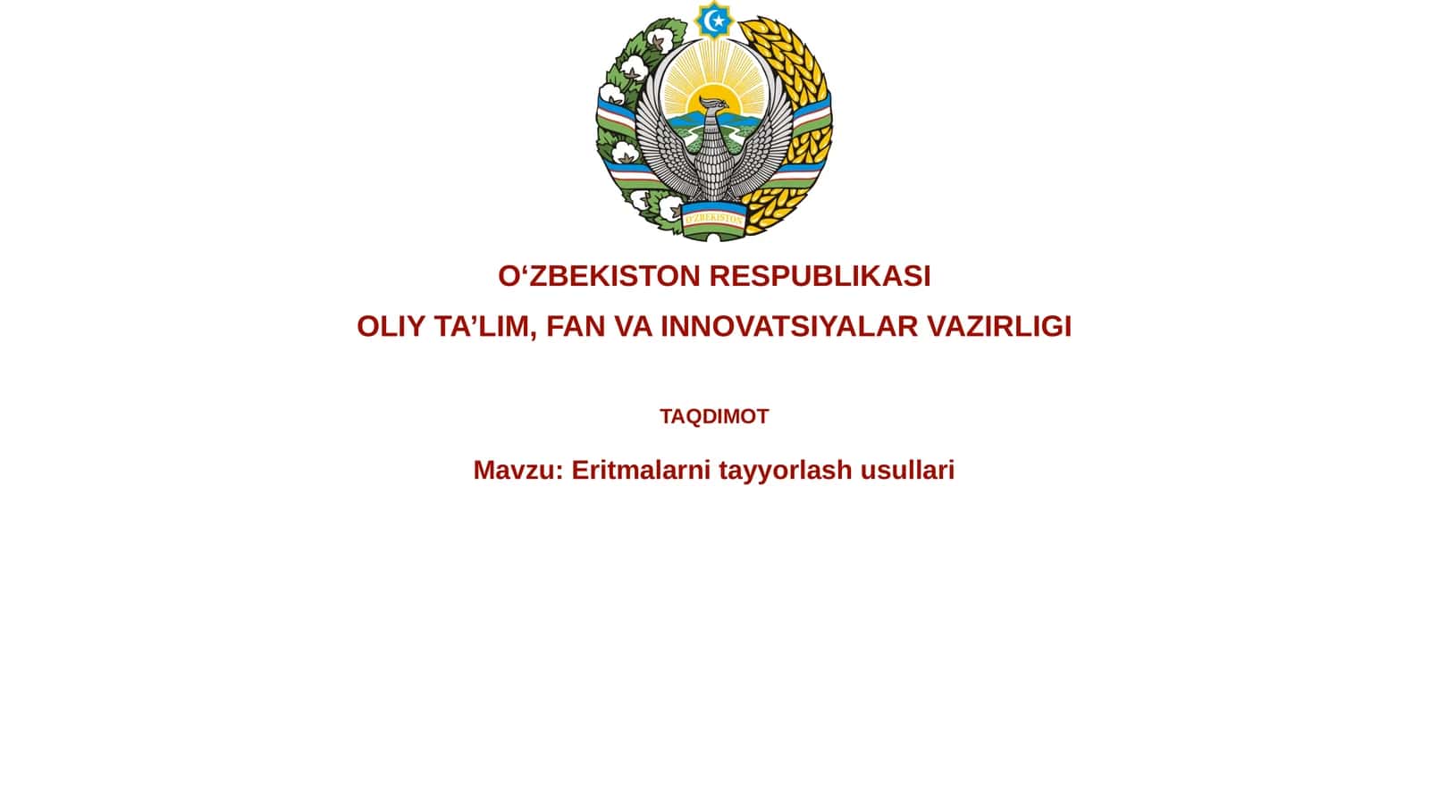 Eritmalarni tayyorlash usullari 1