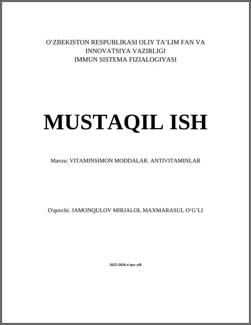 IMMUN SISTEMA FIZIALOGIYASI 1