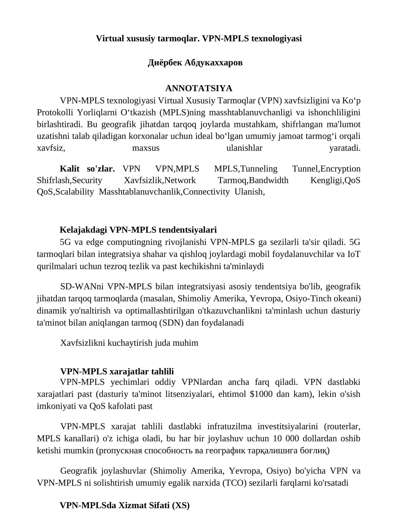VPN-MPLS texnologiyasi Virtual Xususiy Tarmoqlar 1