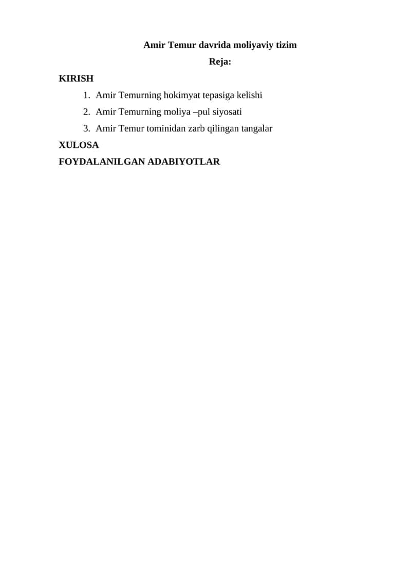 Amir Temur davrida moliyaviy tizim 1
