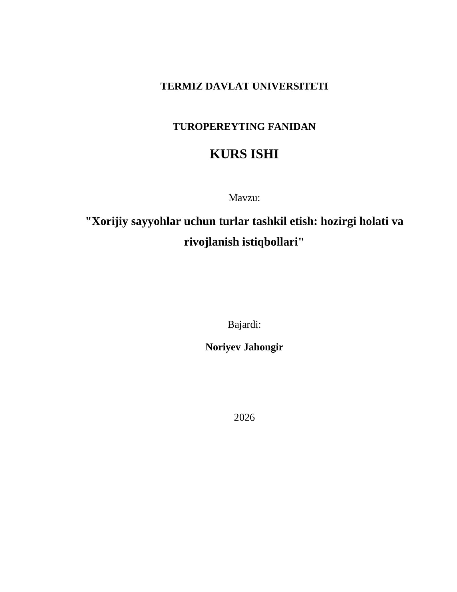 Turoperating fanidan kurs ishi 1