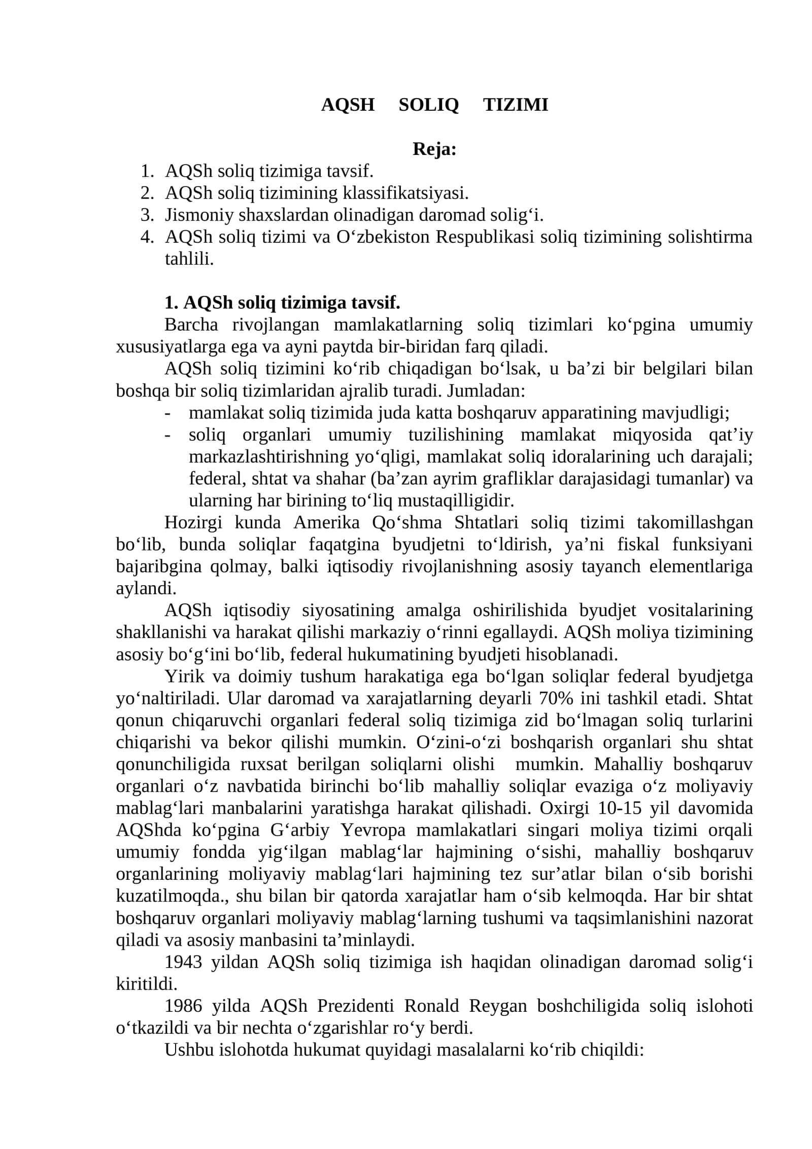 AQSH SOLIQ TIZIMI 1