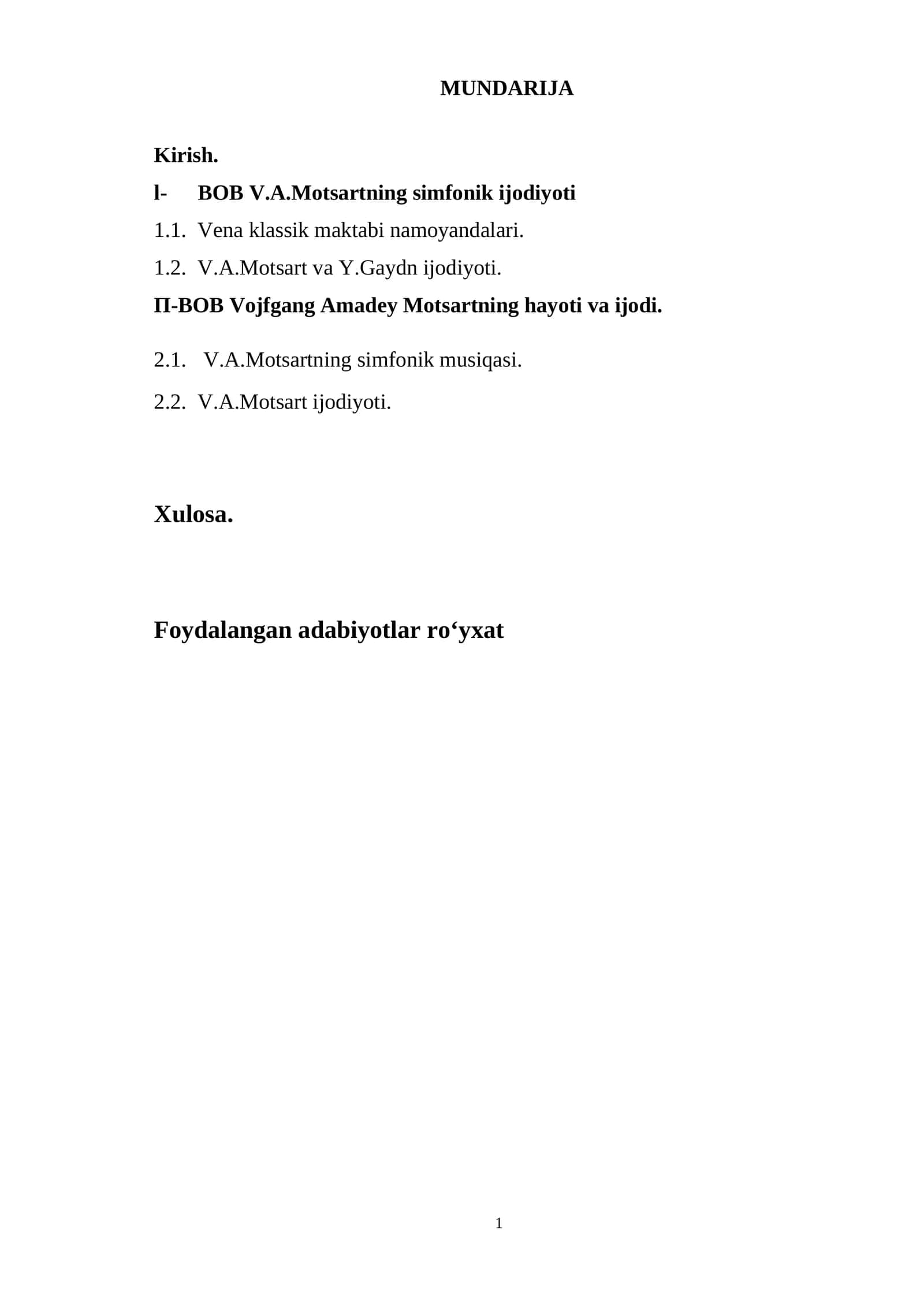 V.A.Motsartning simfonik ijodiyoti 1