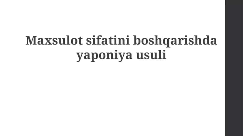 Maxsulotsifatiniboshqarishdayaponiyausuli 1