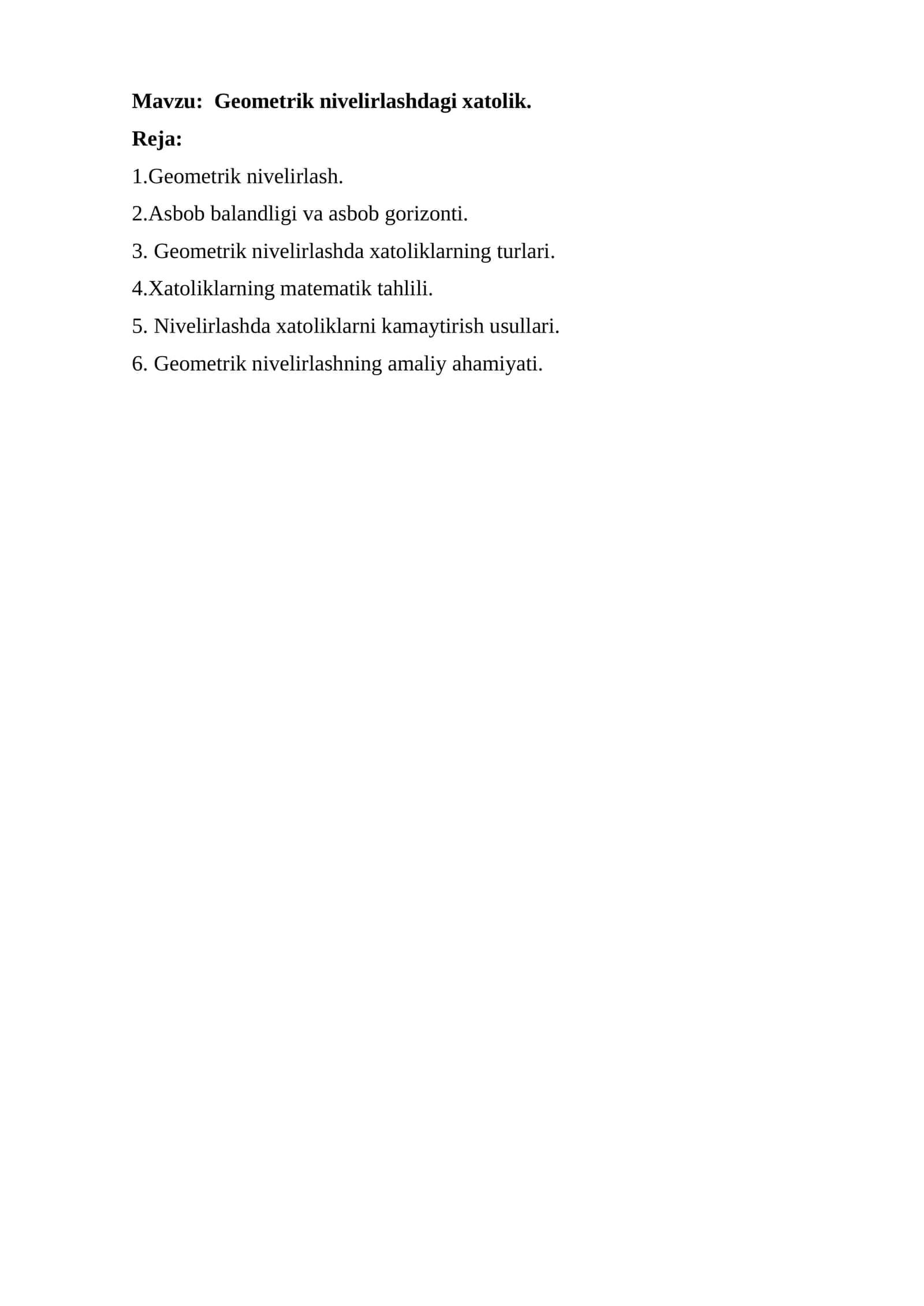 Geometrik nivelirlashdagi xatolik 1