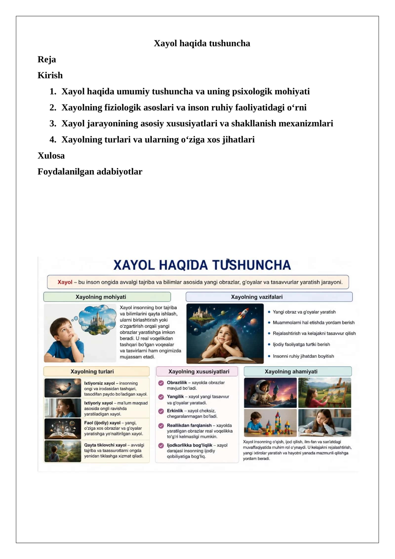 Xayol haqida umumiy tushuncha 1