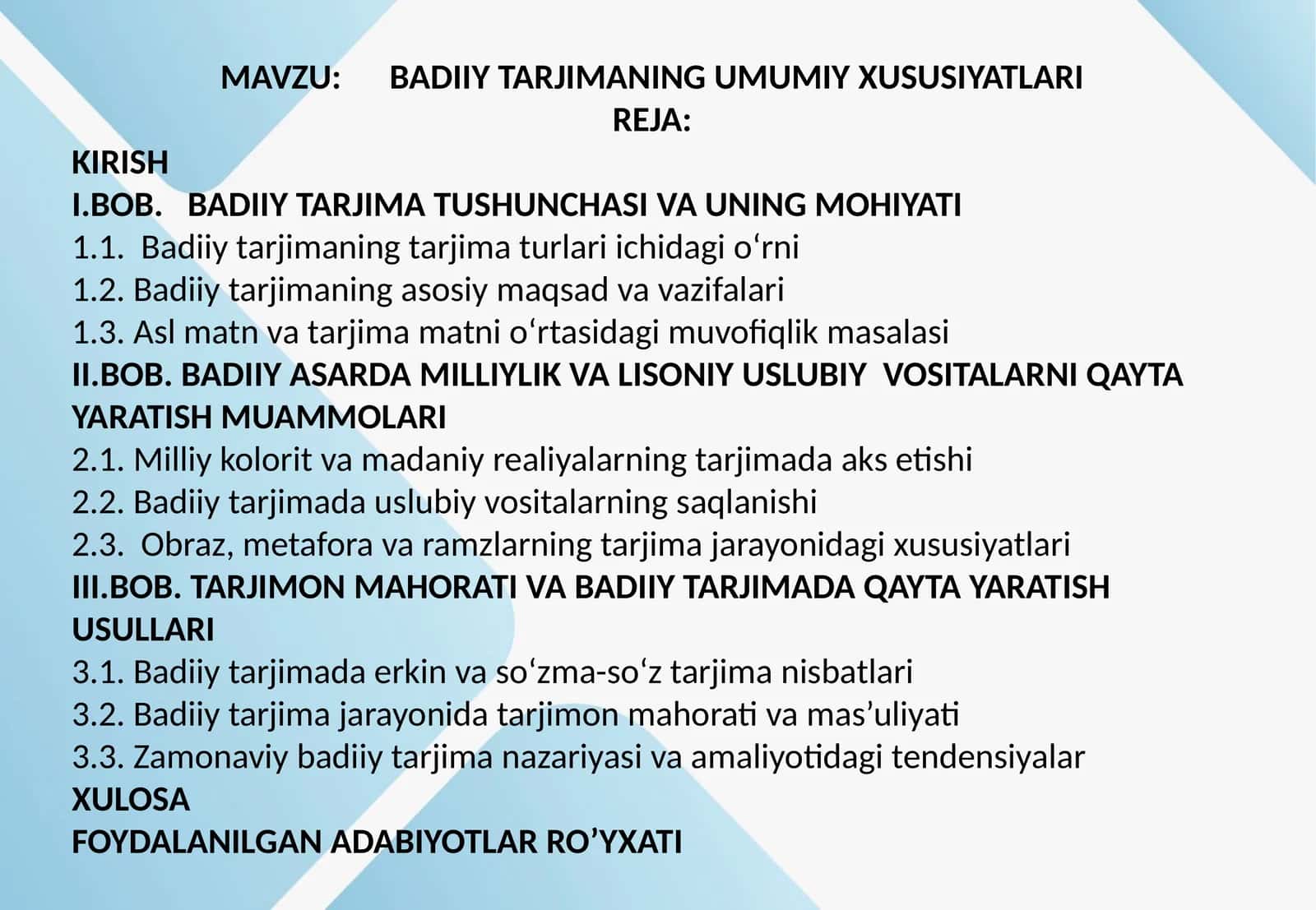 Badiiy tarjimaning umumiy xususiyatlari 1
