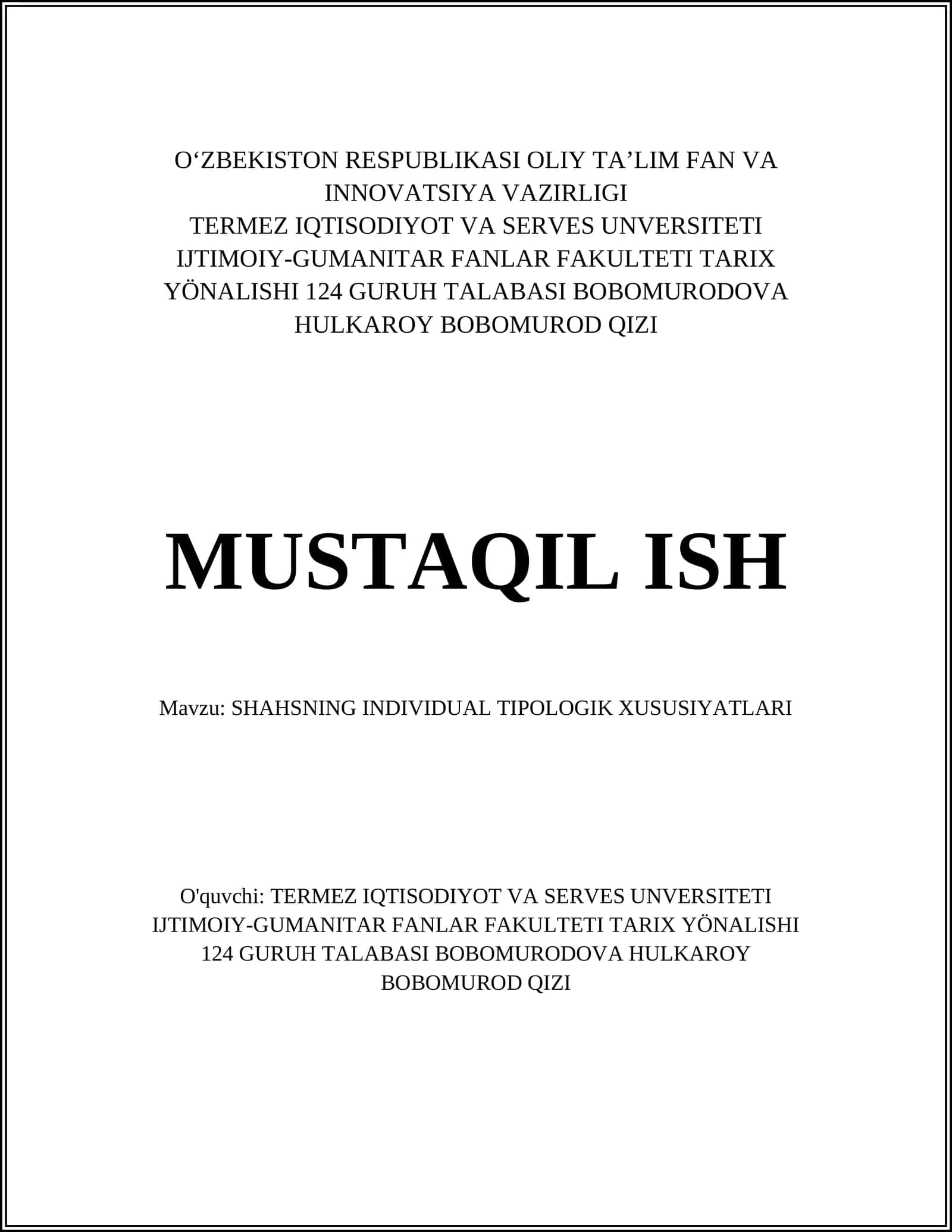 SHAHSNING INDIVIDUAL TIPOLOGIK XUSUSIYATLARI 1