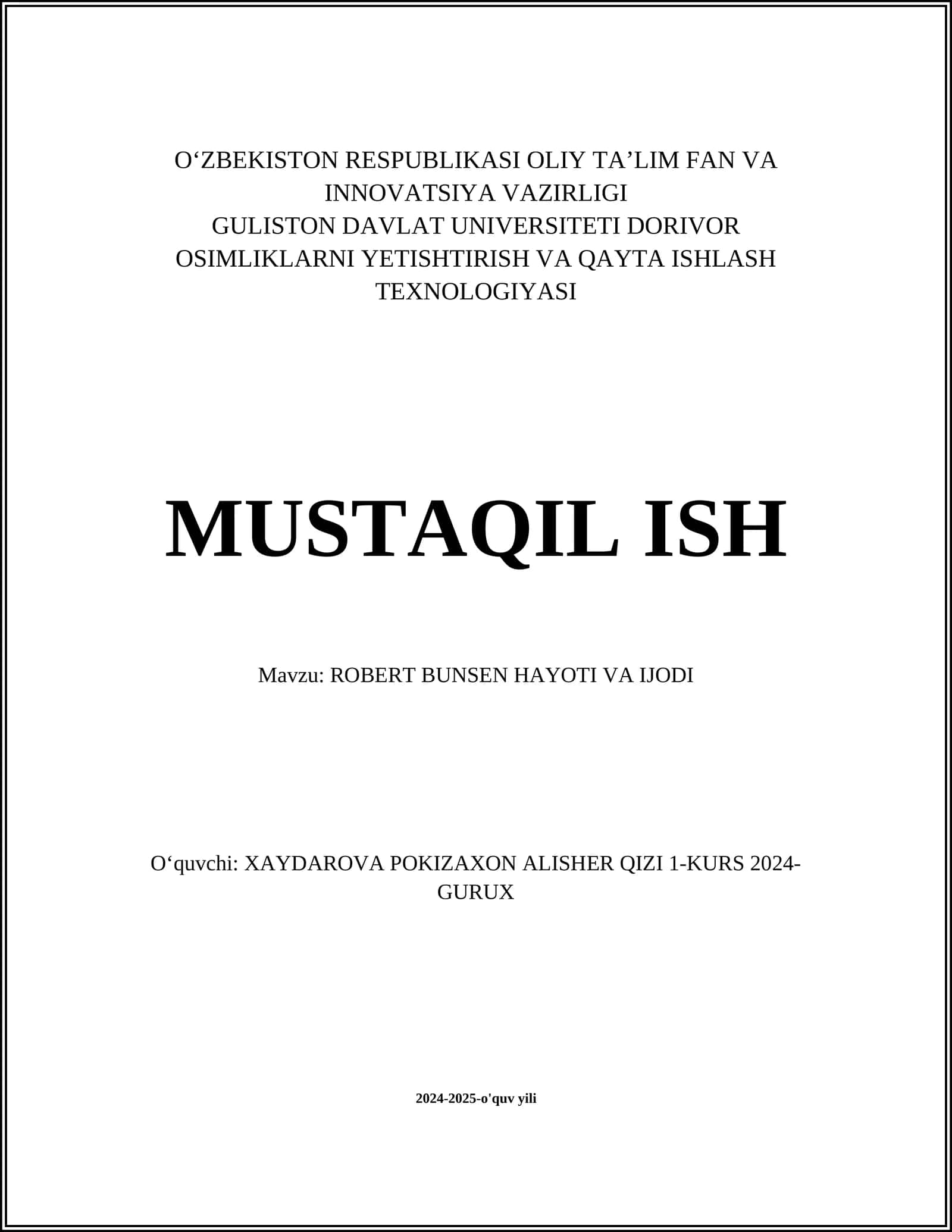ROBERT BUNSEN HAYOTI VA IJODI 1