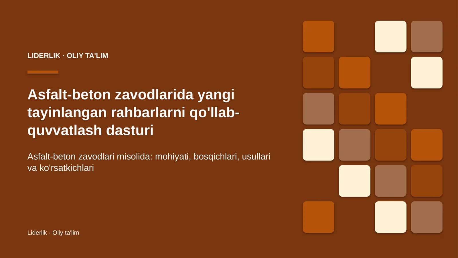 asfalt beton zavodlarida yangi tayinlangan rahbarlarni qo'llab quvvatlash dasturi 3125 1