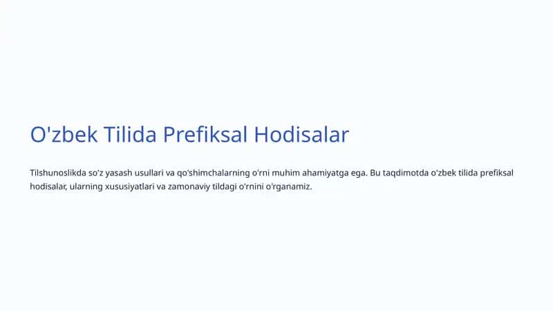 O'zbek Tilida Prefiksal Hodisalar 1
