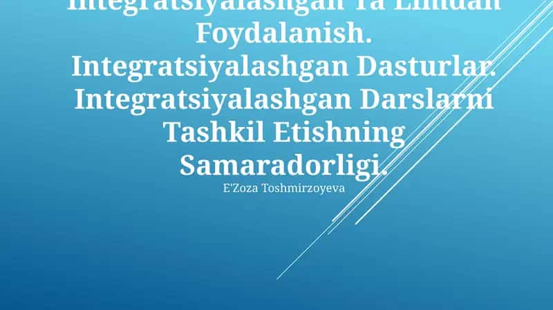 Integratsiyalashgan Ta'lim 1