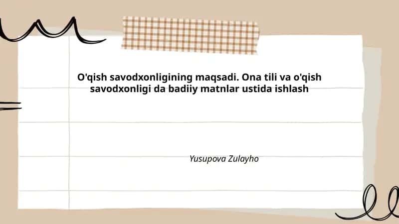 O'qish savodxonligi 1