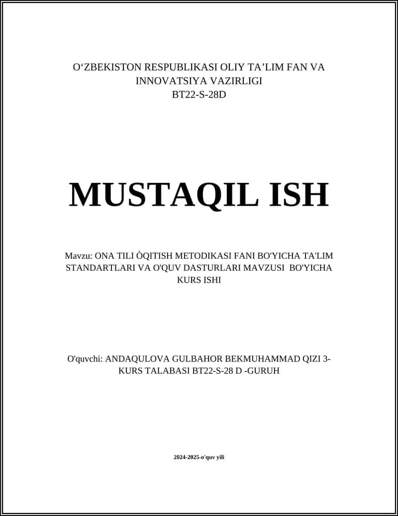 Ona tili o'qitish metodikasi 1