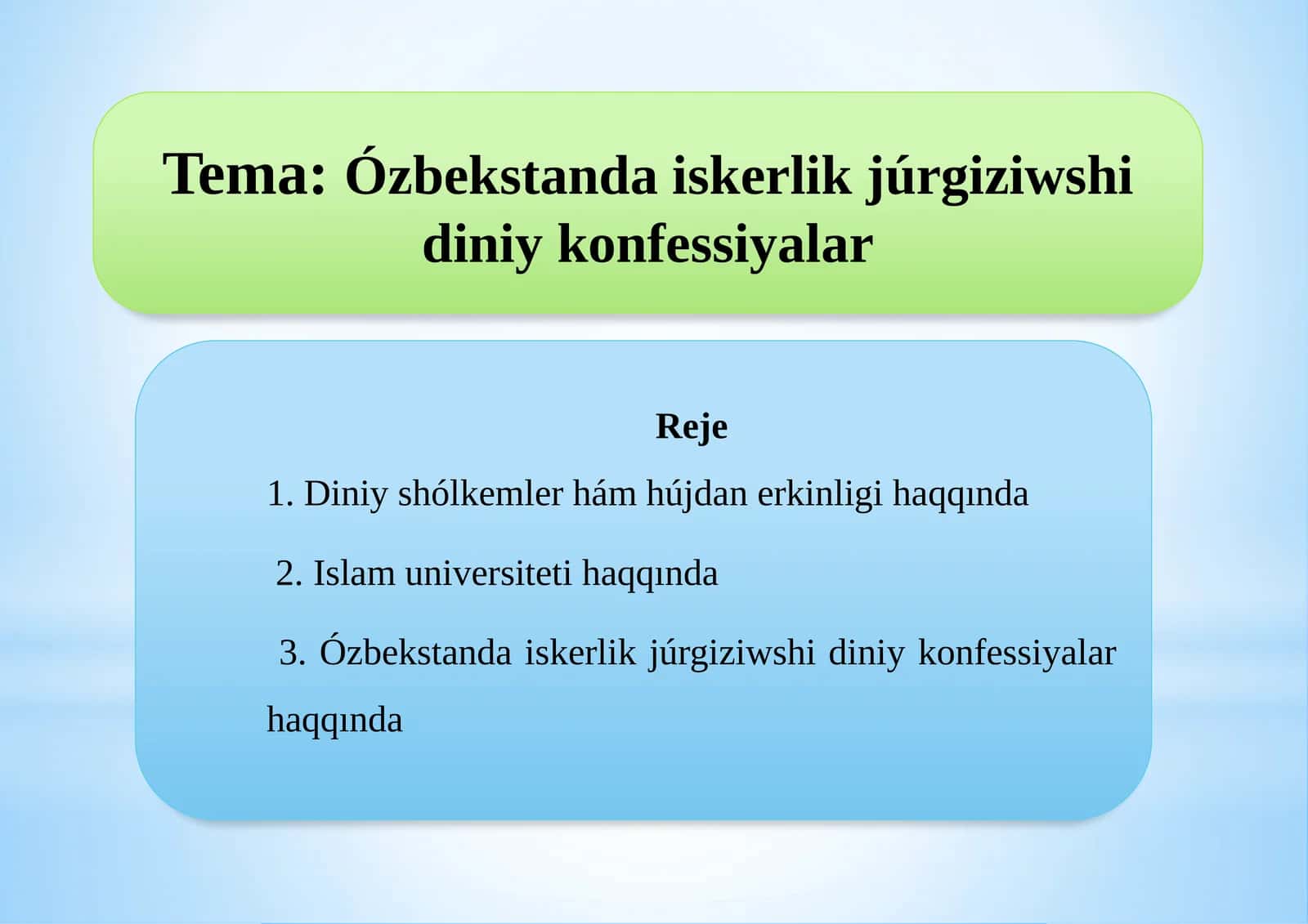 Ózbekstanda iskerlik júrgiziwshi diniy konfessiyalar 1