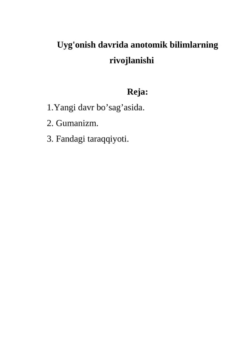 Uyg'onish davrida anotomik bilimlarning rivojlanishi 1