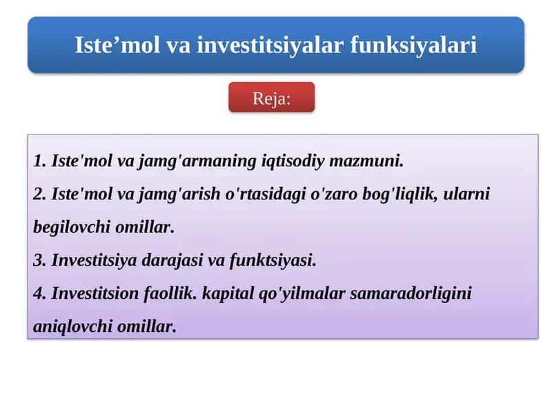 Iste'mol va jamg'armaning iqtisodiy mazmuni 1