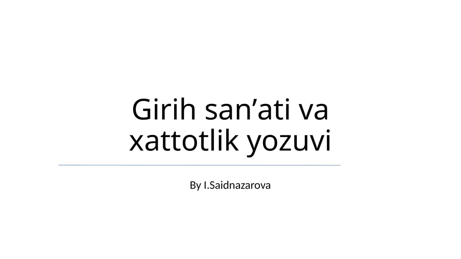 Girih sanʼati va xattotlik yozuvi 1