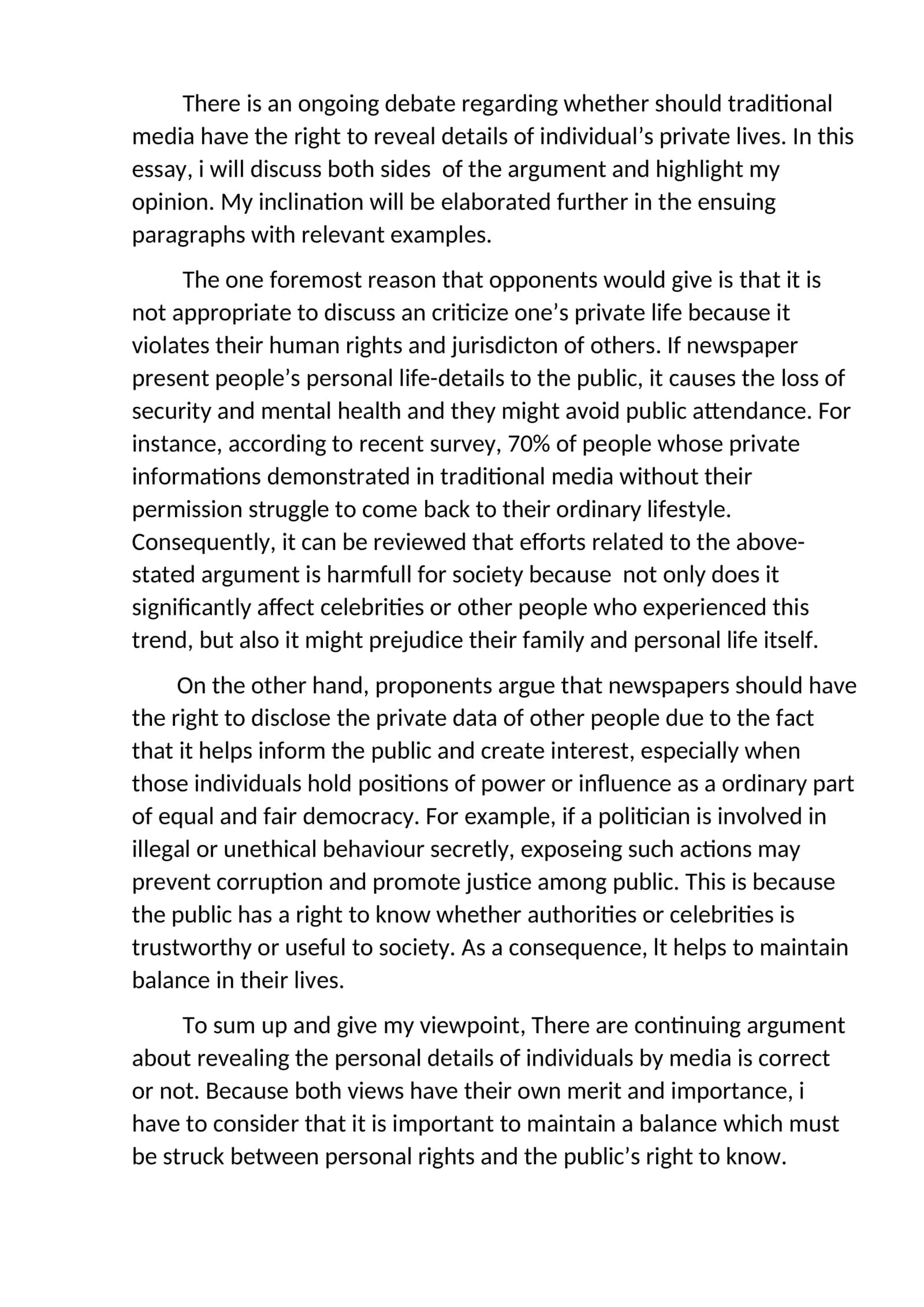 The Ethics of Traditional Media in Disclosing Private Information 1