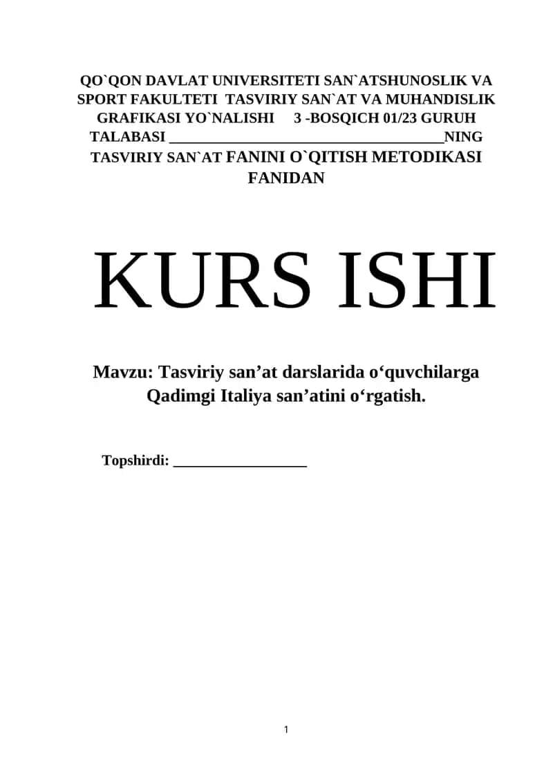 Qadimgi Italiya san’atini o‘rgatish 1