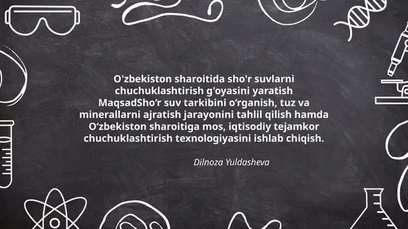 Sho'r suvlarni chuchuklashtirish g'oyasi 1