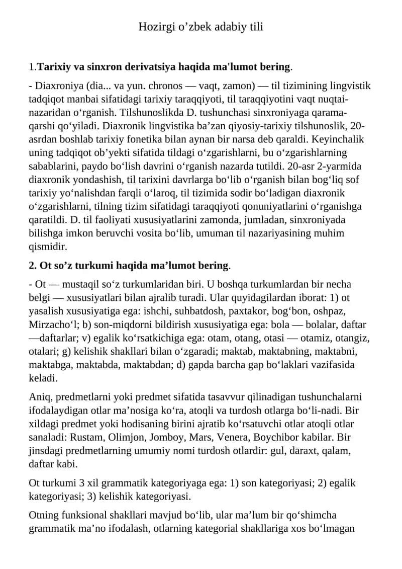 Tarixiy va sinxron derivatsiya 1