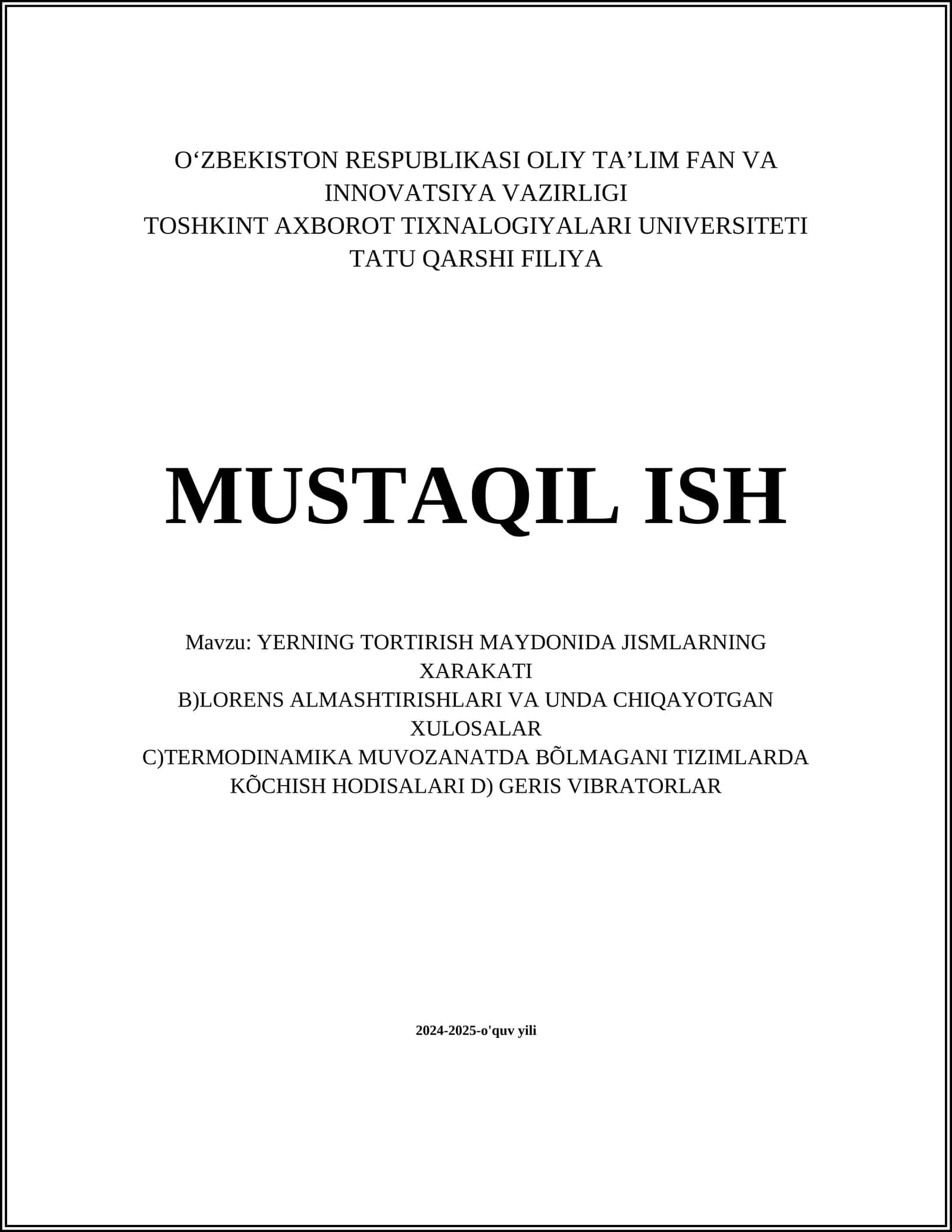 Yerning aylanish tezligi va jism harakati 1